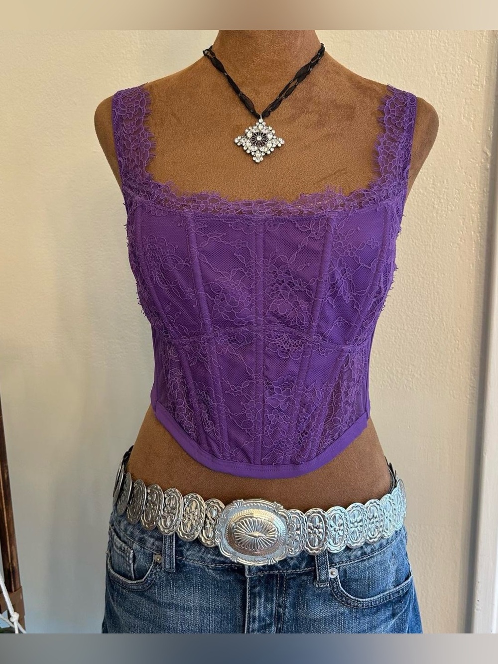 Goth Preppy NWT Purple Lace Bustier Corset Top by Victoria’s Secret